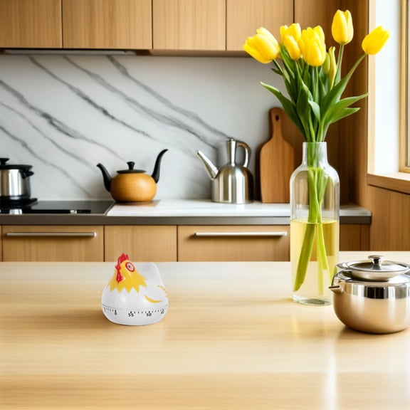 LOLIPPYY White Kitchen Timer Hen Style Plastic Material Easy to Clean Cooking Timer