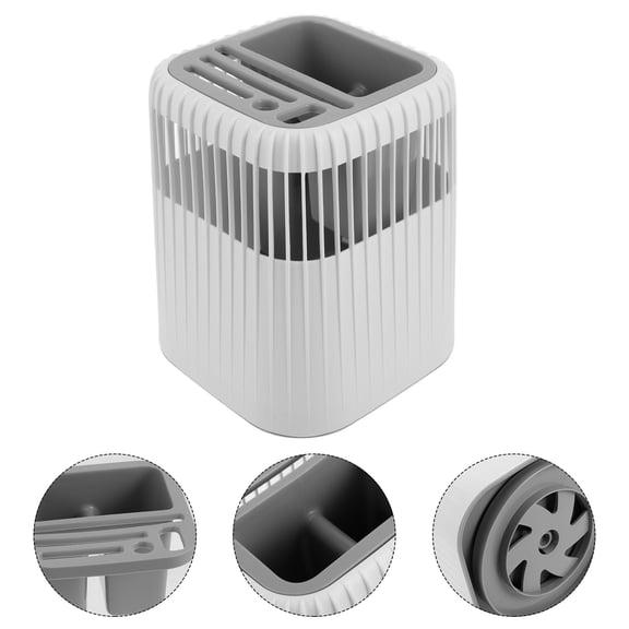 LOLIPPYY White Rotating Kitchen Utensil Holder Flatware Storage Rack Silverware Draining Organizer Cylinder