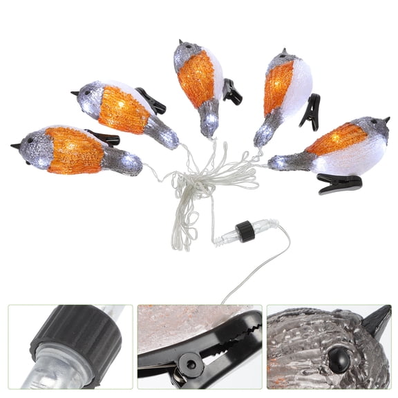 LOLIPPYY White LED Bird String Light Solar Powered Decorative Lamp for Garden and Balcony Ambiance