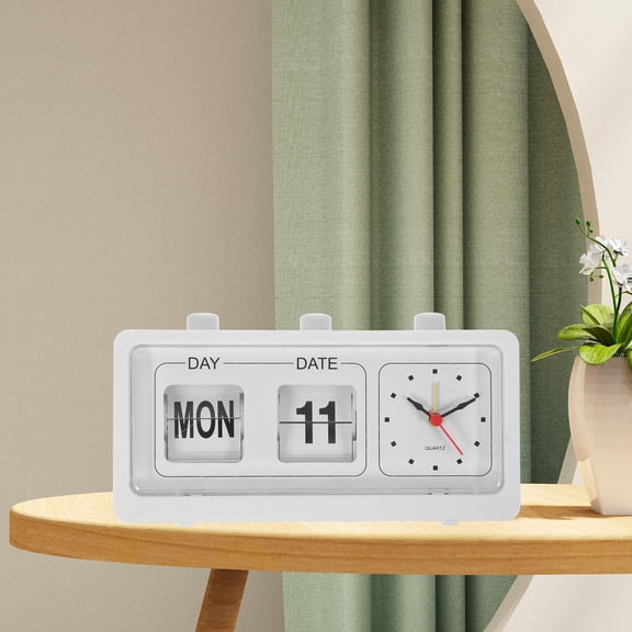 LOLIPPYY White Manual Date Week Clock for Home Use Simple Alarm Clock for Accurate Time