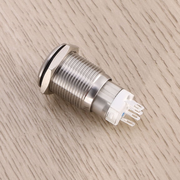 LOLIPPYY White Metal Car Push Button Switch with LED Ring IP65 Waterproof for Electronic Circuit Control