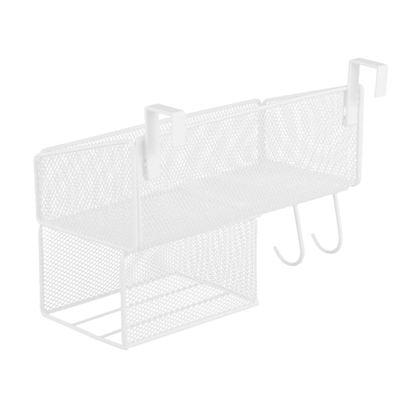 LOLIPPYY White Metal Hanging Bedside Organizer Shelf with Multi Compartments for Dorm Storage