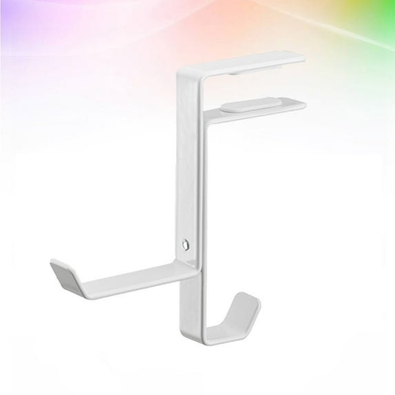 LOLIPPYY White Metal Headphone Stand Under Desk Holder with Retractable Bag Hook for Gaming Headsets Iron Art Design