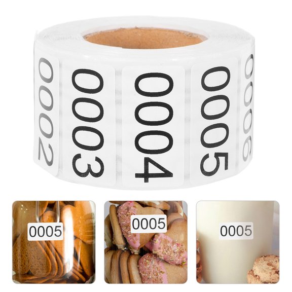 LOLIPPYY White Number Marker Stickers Roll Self Adhesive for File and Storage Box Classification