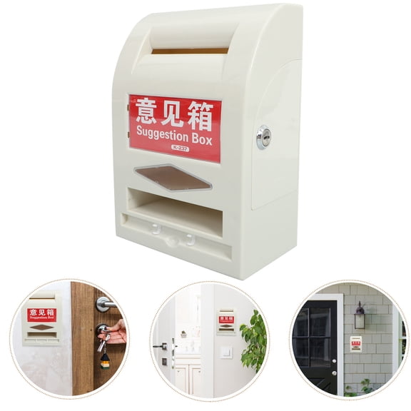 LOLIPPYY White Outdoor Locking Mailbox with Key Secure Suggestion Box for Votes and Donations