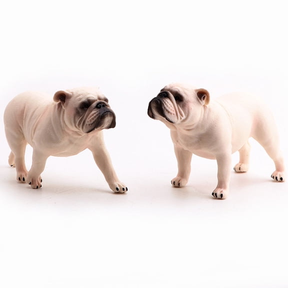 LOLIPPYY White PVC Bulldog Dog Statue Small Figurine for Office Car and Home Decoration