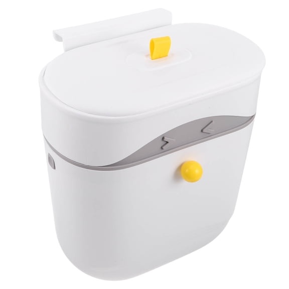LOLIPPYY White Plastic Hanging Trash Bin with Lid for Kitchen Cabinet Door, Space-Saving Wall-Mounted Garbage Container