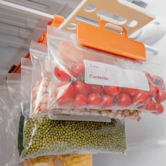 LOLIPPYY White Plastic Seal Bags Storage Rack for Refrigerator and Freezer Organization with Stretchable Size