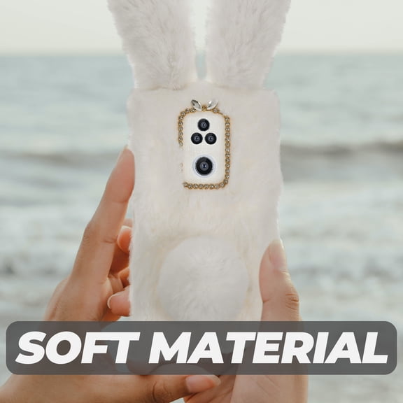 LOLIPPYY White Plush Phone Cover Soft Protective Phone Case Decorative Smartphone Shell Scratch Resistant