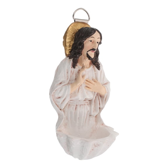 LOLIPPYY White Resin Holy Water Font Wall Decor for Catholic Confirmation, Baptism, and Traditional Ceremonies