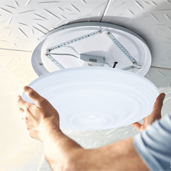 LOLIPPYY White Round Ceiling Medallion, Durable PU, Sophisticated Style, Easy Install