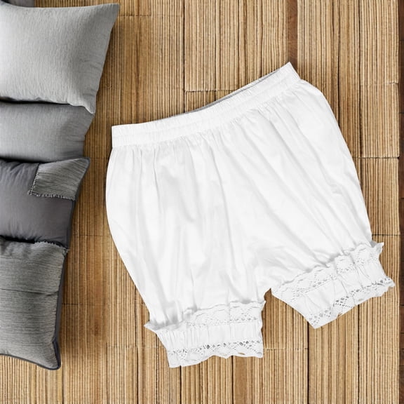 LOLIPPYY White Ruffled Lolita Pants Bloomers with Elastic Waist for Princess Style Dress Up