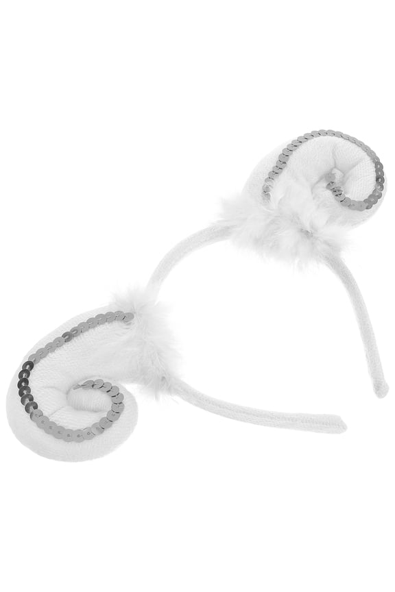 White Sheep Ears Headband Plush Cute Hair Hoop for Cosplay Party Costume Decoration