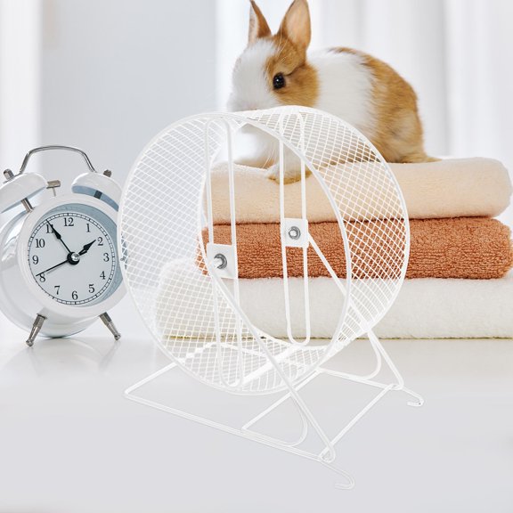 LOLIPPYY White Small Animal Exercise Wheel Metal Construction with Silent Bearing Technology