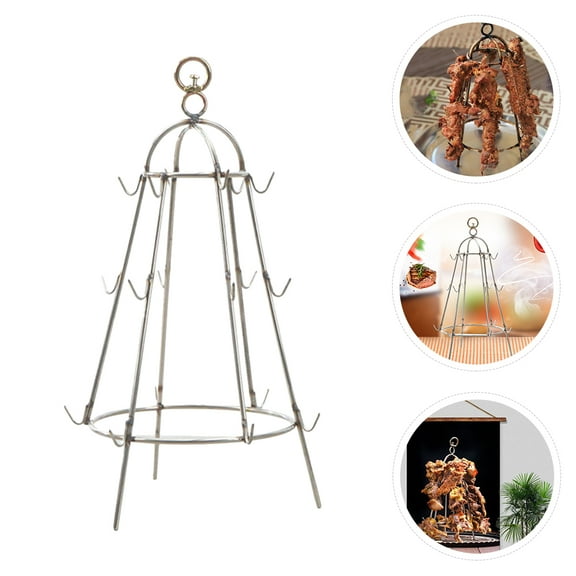 LOLIPPYY White Stainless Steel BBQ Hanging Rack - Outdoor Barbecue Grill Bracket for Easy Storage