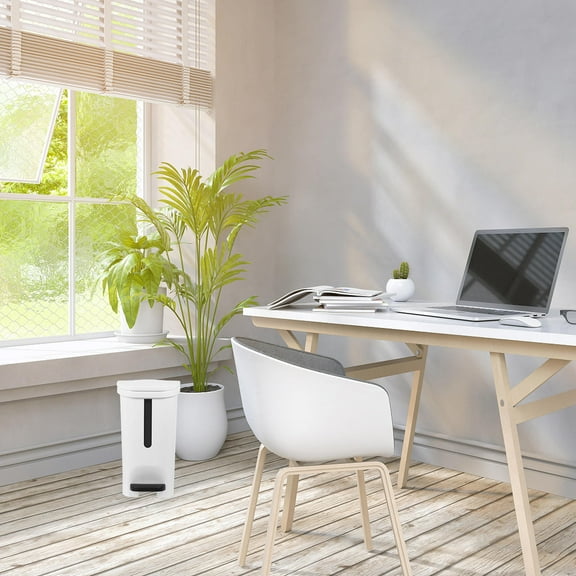 LOLIPPYY White Step on Trash Can with Foot Pedal Household Waste Container with Odor Sealing Lid for Kitchen Bathroom