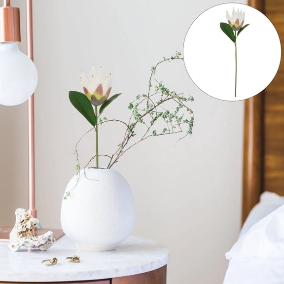 LOLIPPYY White Sunflower Artificial Bouquet with Flexible Rubber Stem for Home Decor, 7.5 Inch Realistic Flowers