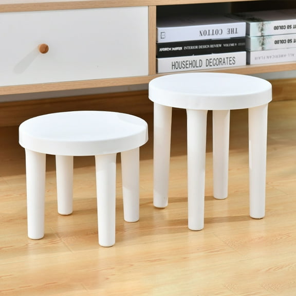 LOLIPPYY White Three Legged Stool Non Skid Step Stool Lightweight for Home Living Room and Bathroom Use