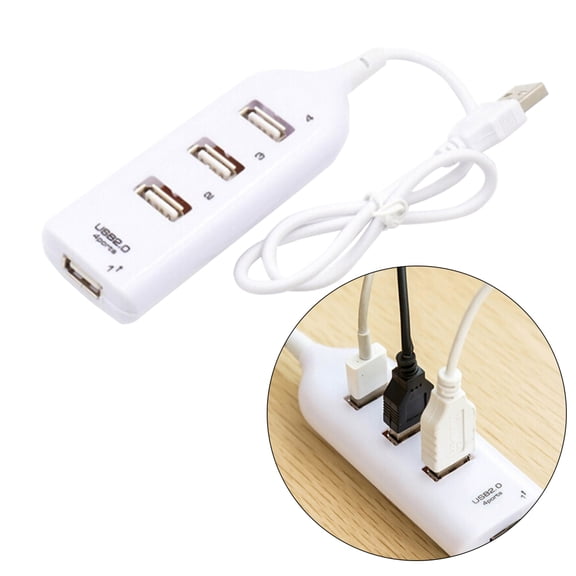 LOLIPPYY White USB 2.0 Hub 4 Port Data Splitter with Overcurrent Protection and LED Indicator for Laptop Desktop