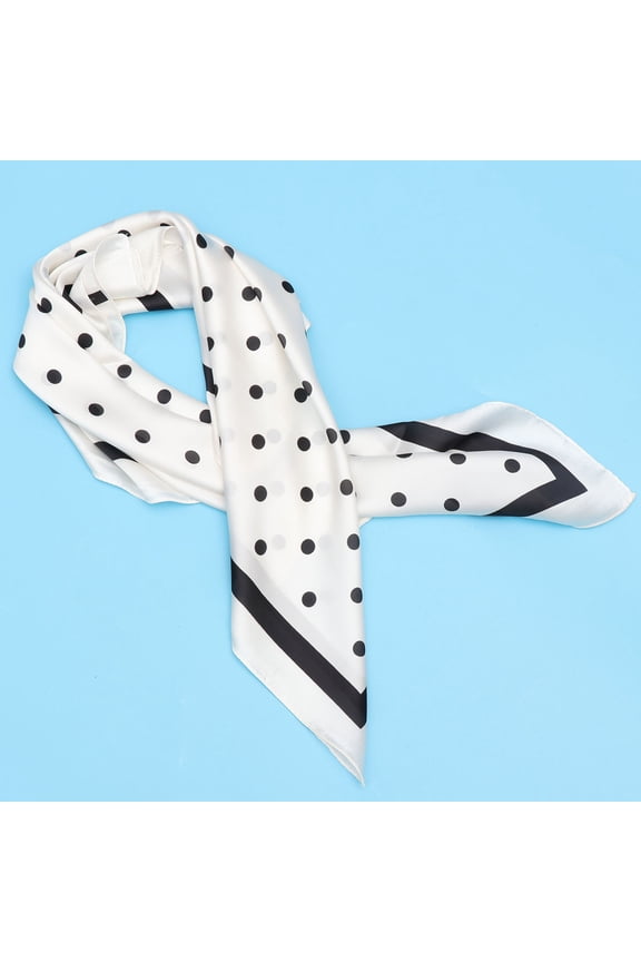 White Woman Scarf Made of Soft Chiffon for Travel Work and Shopping with Sweet Dots Design