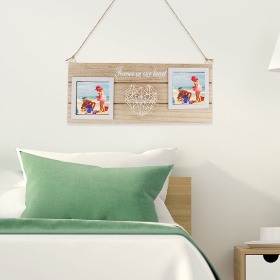 LOLIPPYY White Wood String Art Heart Wall Decor with Photo Frame Set for Home Decoration