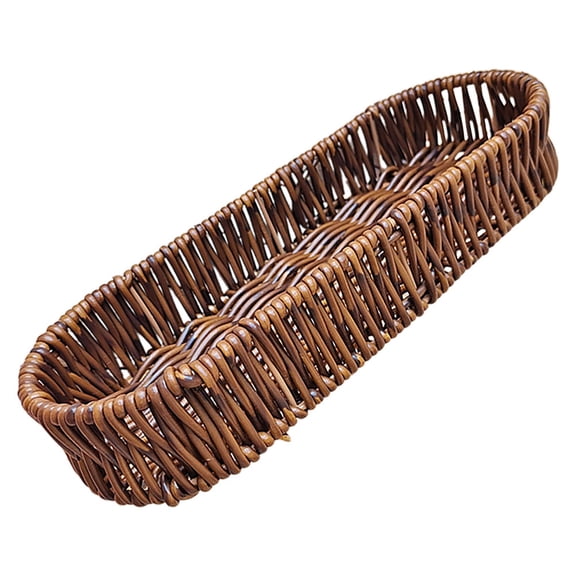 LOLIPPYY Oval Wicker Serving Basket for Coffee and Catering Plastic Display Tray, Ideal for Gatherings, 1 Piece
