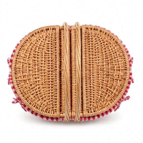 LOLIPPYY Wicker Tote Basket with Lid, Cloth Lined, Brown Rustic Finish for Picnic and Home Storage