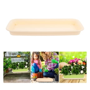 LOLIPPYY Light Brown Resin Window Sill Plant Tray Rectangular Saucer for Water Catching and Plant Drainage