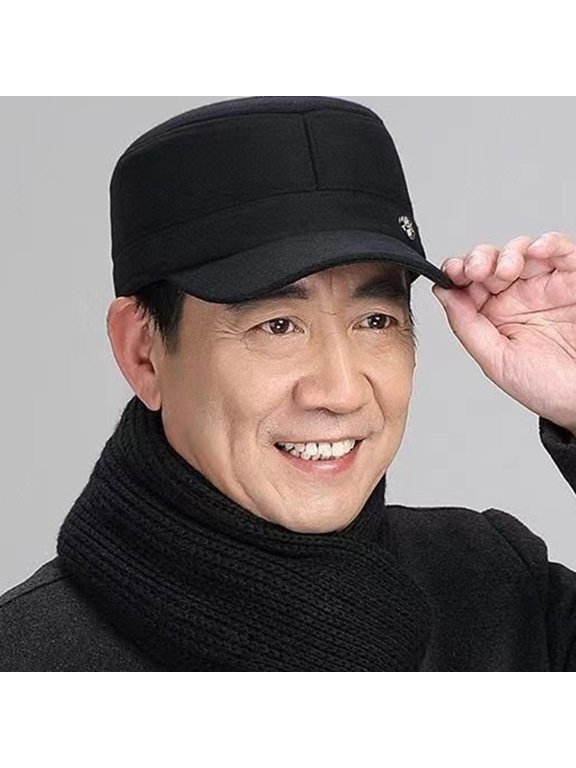 Elderly Winter Cap Black PP Cotton Warm Protective Outdoor Hat