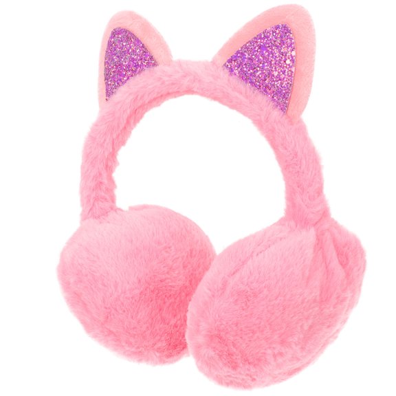 LOLIPPYY Cozy Rosy Winter Earmuffs with Cute Cat Ear Design for Warmth and Comfort