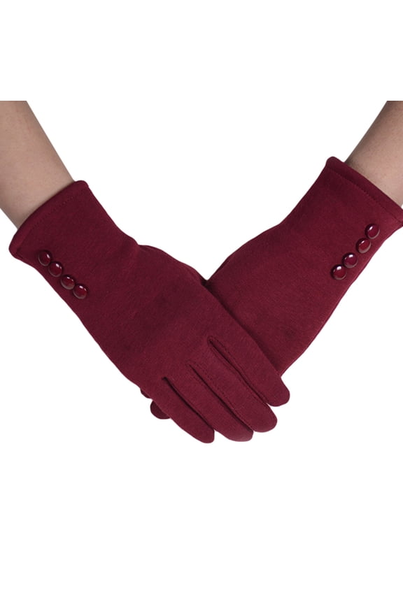 Womens Winter Gloves with Non- Grip, Warm Cotton Cold Weather Riding Gloves, Red, 1 Pair