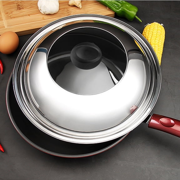 LOLIPPYY Wok Pot Dome Wok Cover 1Set Stainless Steel Lid with Steam Vent for Chefs
