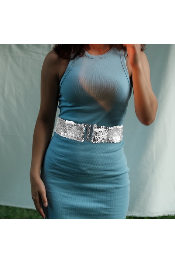 Women Dress Belt Sequin Decoration Wide Waist Belts for Women 1Set