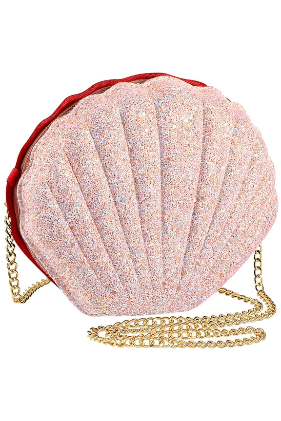 Women Seashell Crossbody Bag Sequin Shell Shaped Chain Shoulder Purse Glitter Party Wallet Pouch