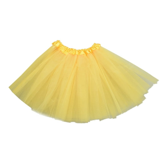 LOLIPPYY Women Tulle Layered Tutu Skirt Dress for Showing Costume (Yellow)