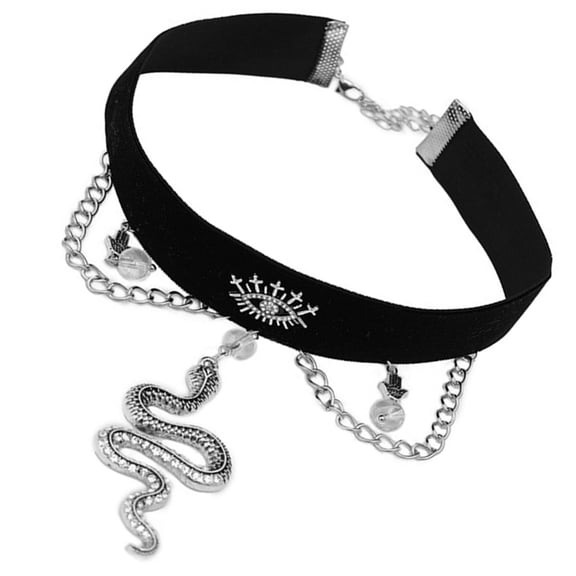 LOLIPPYY Women's Black Snake Pendant Choker Necklace Stylish Elegant Jewelry for Travel, Parties, and Everyday Wear