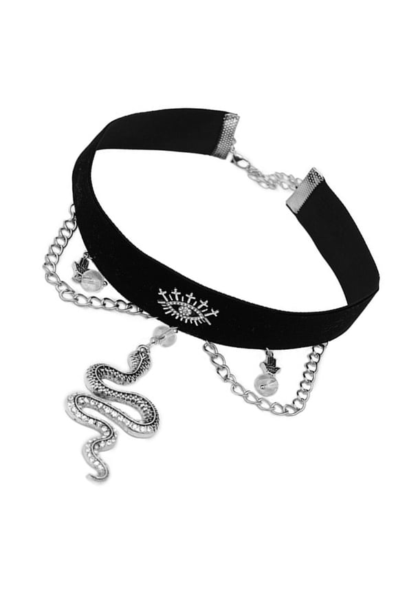 Womens Black Snake Pendant Choker Necklace Elegant Necklace for Travel and Parties