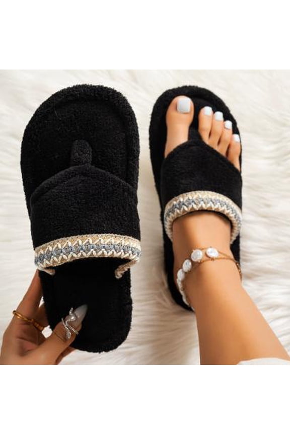 Women's Cozy Slippers - Warm Furry Slide Sandals with Thick Sole - Soft Indoor Footwear for Ladies, Size 40-41