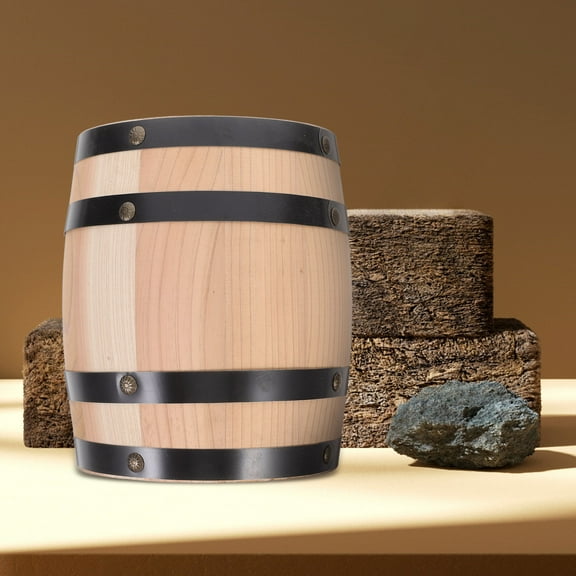 LOLIPPYY Wood Barrel Decoration Wooden Barrel Ornament Rustic Charm Decoration 1Pcs