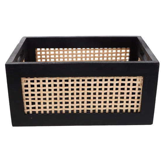 LOLIPPYY Wood Basket: Wood Storage Crate Bamboo Woven - Wooden Organizer Rustic For Books Pantry Snacks Cosmetics Countertop Shelf Kitchen Desktop