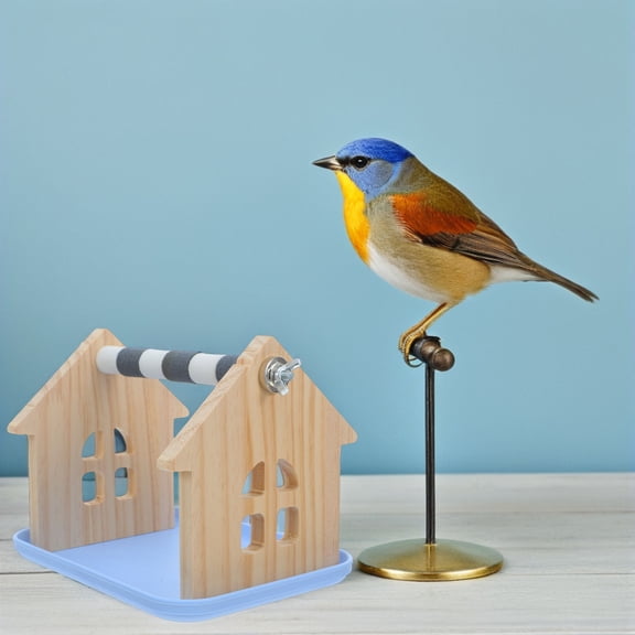 LOLIPPYY Wood Bird Perch Stand with Removable Tray for Parrots and Cockatiels Portable Tabletop Platform