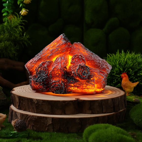 LOLIPPYY Wood Fire Lamp USB Resin Holiday Decor for Home, Desk, Bedroom, Living Room, Seasonal Ambient Lighting