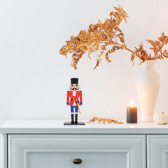 LOLIPPYY Wood Nutcracker Soldier Figure Decorative Statue for Holiday Home and Party Settings