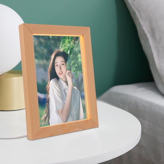 LOLIPPYY Wood Picture Frame with LED Light and Adjustable Brightness for Living Room Decor