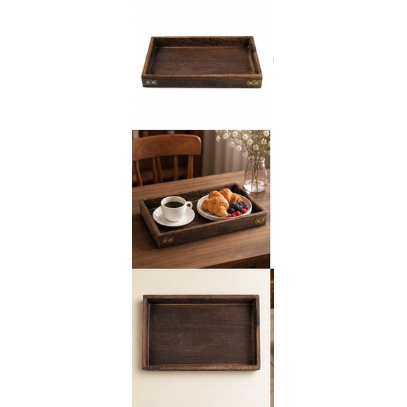 LOLIPPYY Vintage Coffee Color Wood Rectangle Tray Small Size