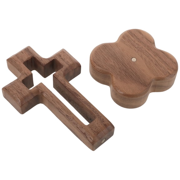 LOLIPPYY Wooden Church Brown Cross Standing Cross Rustic Decoration for Memorial Table 1Set