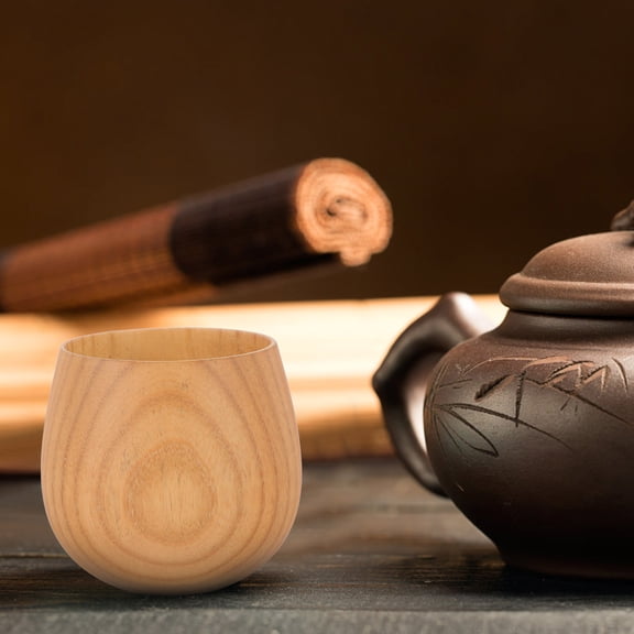 LOLIPPYY Wooden Drinking Mug Khaki Color Wood Cup for Warm and Cool Beverage Storage