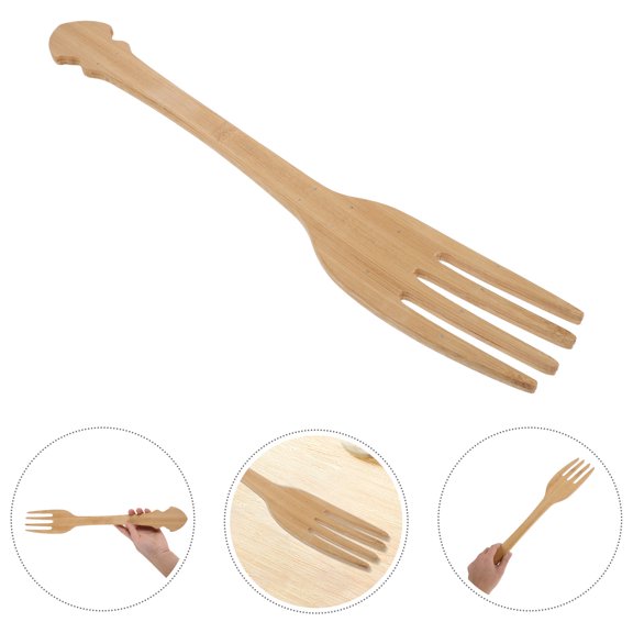 LOLIPPYY Wooden Giant Fork Prop 20 Inch Large Oversized Utensil for Prank and Party Photo Use