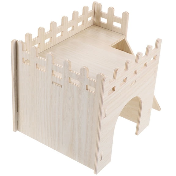 LOLIPPYY Wooden Hamster Hideout House Durable Beige Pet Sleeping Nest with Climbing Ladder