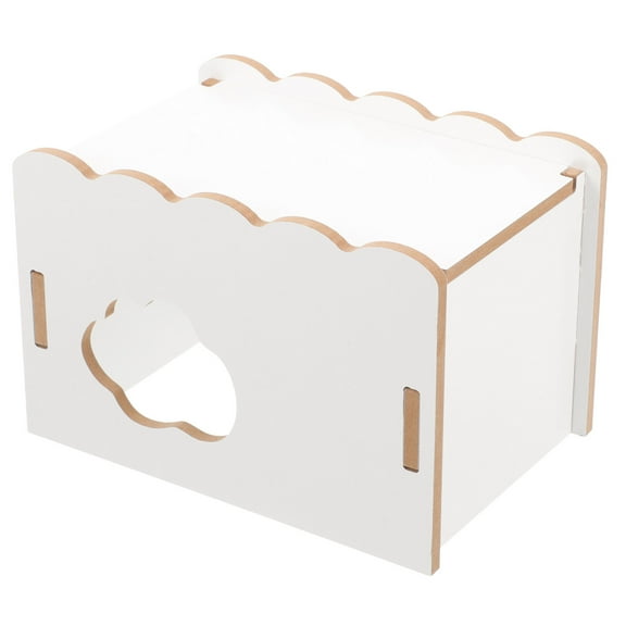 LOLIPPYY Wooden Hamster Hideout for Small Pets Safe and Durable White Wood Multipurpose Tunnel Toy 12.5 x 9 x 8.5 Inches